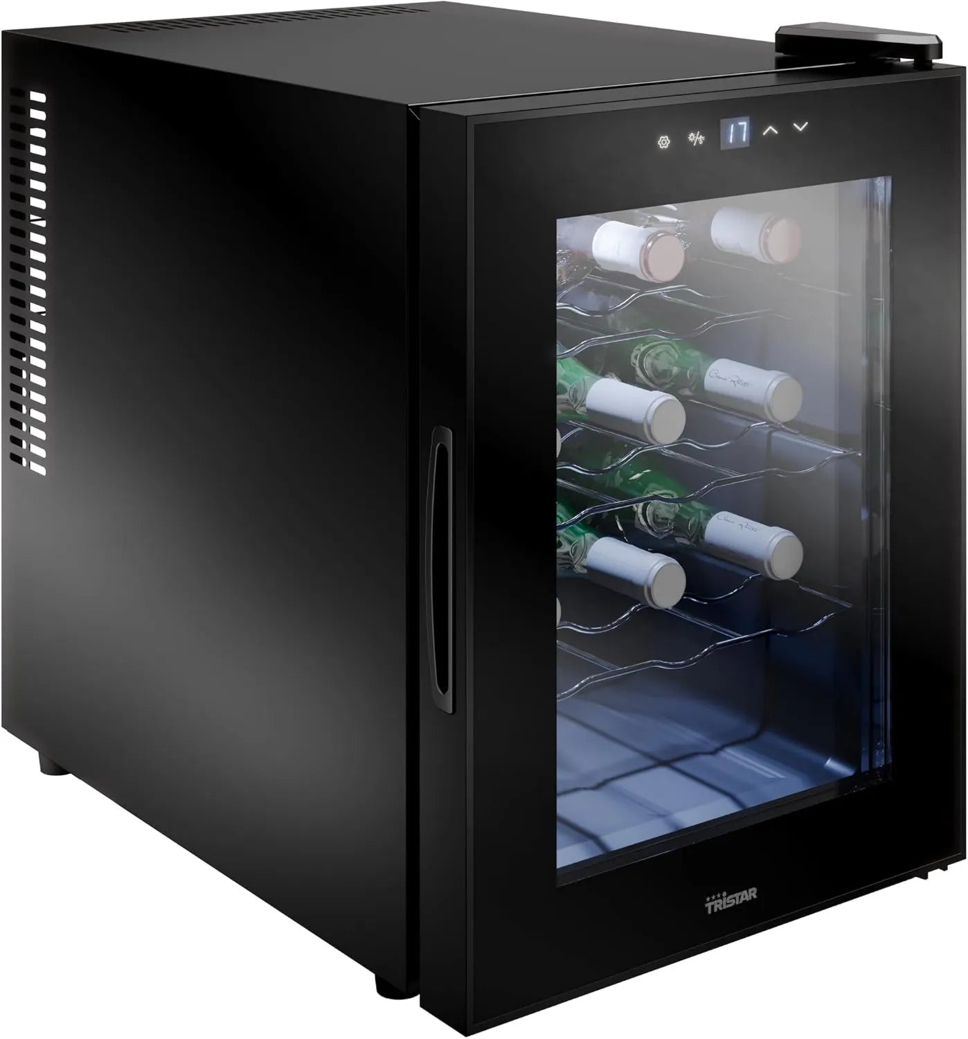 Vinoteca WR-7511, 12 Botellas, 4 Niveles, Saignée Termoeléctrica, Almacena hasta, Silenciosa y Estable, Puerta de Vidrio, Pantalla Táctil LED