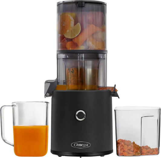 Exprimidor eléctrico JC2022BK11, Extractor de verduras y frutas de prensado lento en frío, serie Effortless para jugo por lotes con tolva extra grande