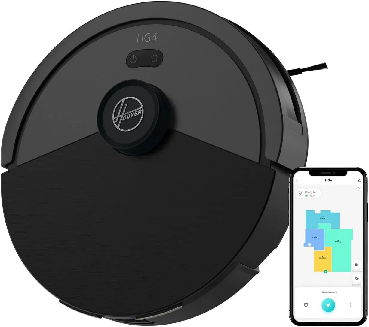 Hoover HG4 robot aspirador, control WiFi, 4000Pa, Wi-Fi, Succión, Navegación Láser, Base de Carga Automática, Sensor de Obstáculos, Mapeo del Hogar
