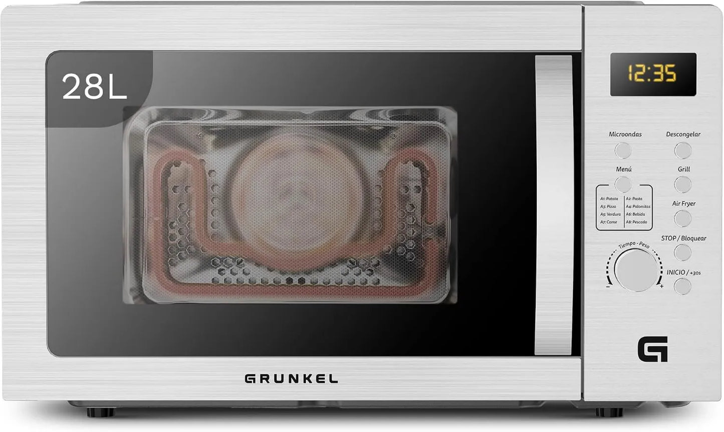 Horno microondas MW-28AIRFRYER, 28 litros, 900W, 1200W, 2200W, 5 niveles, 8 programas, cocción por aire caliente, función grill