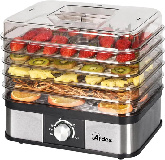 Deshidratador de alimentos AR1K15, 245W, ajuste regulable, Alimentos ARDES para Frutas, Verduras y Setas, Deshidratación Rápida, Temperatura Ajustable