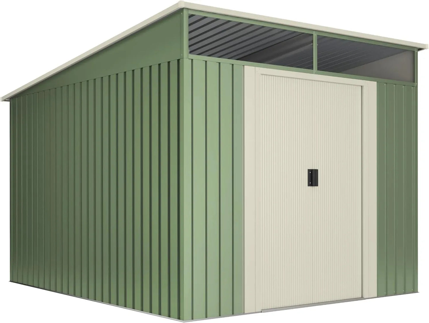 Cobertizo de jardín, 6.65 m², 279 x 238 x 203 cm, Jardín Exterior Wasabi Stark, Claraboya de Policarbonato, Puerta Corredera Doble