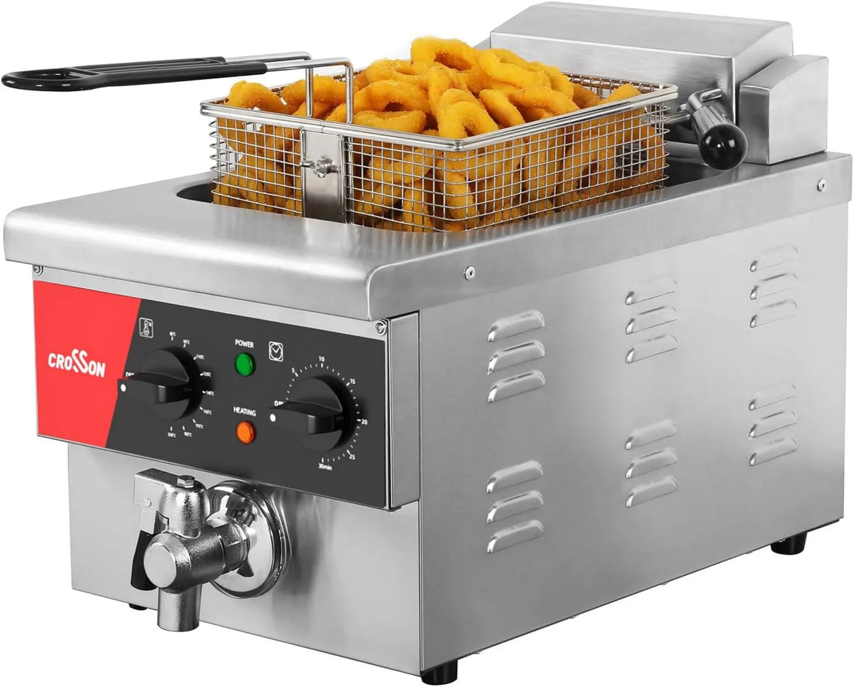 Rizador de pelo, control programable, 6L, 230 V, 3000 W, 6 V, Freidora de mostrador eléctrica CROSSON extra grande con drenaje