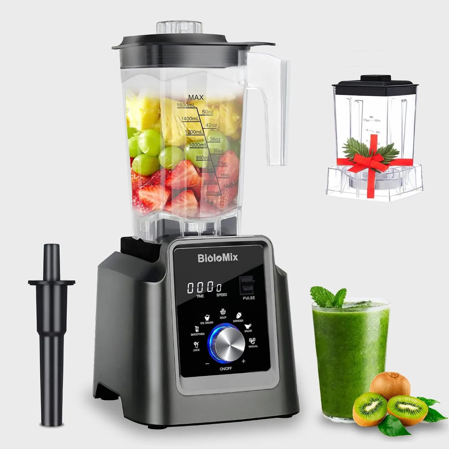 Lavavajillas, 2200W, 2L, sistema de limpieza integrado, Batidora de Alta Potencia, Función de Autolimpieza, Batidora con Contenedor