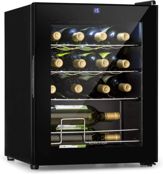 Klarstein frigorífico, 42 Litros, 1 Zona, 16 Botellas, Shiraz Wine Bar, Enfriador de Vinos de Refrigeración, Botellero para Vinos, Panel Táctil