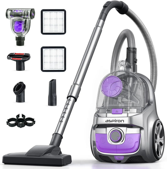 Aspiradora H13, 1600 W, rebobinado automático de cable, filtro HEPA, gran capacidad de 4 cuartos de galón, 5 herramientas para suelos duros