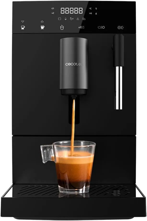 Cecotec cafetera, sistema de limpieza integrado, función de vapor, 1350W, 5 niveles, súper automática Cumbia Cremmaet Compact Steam