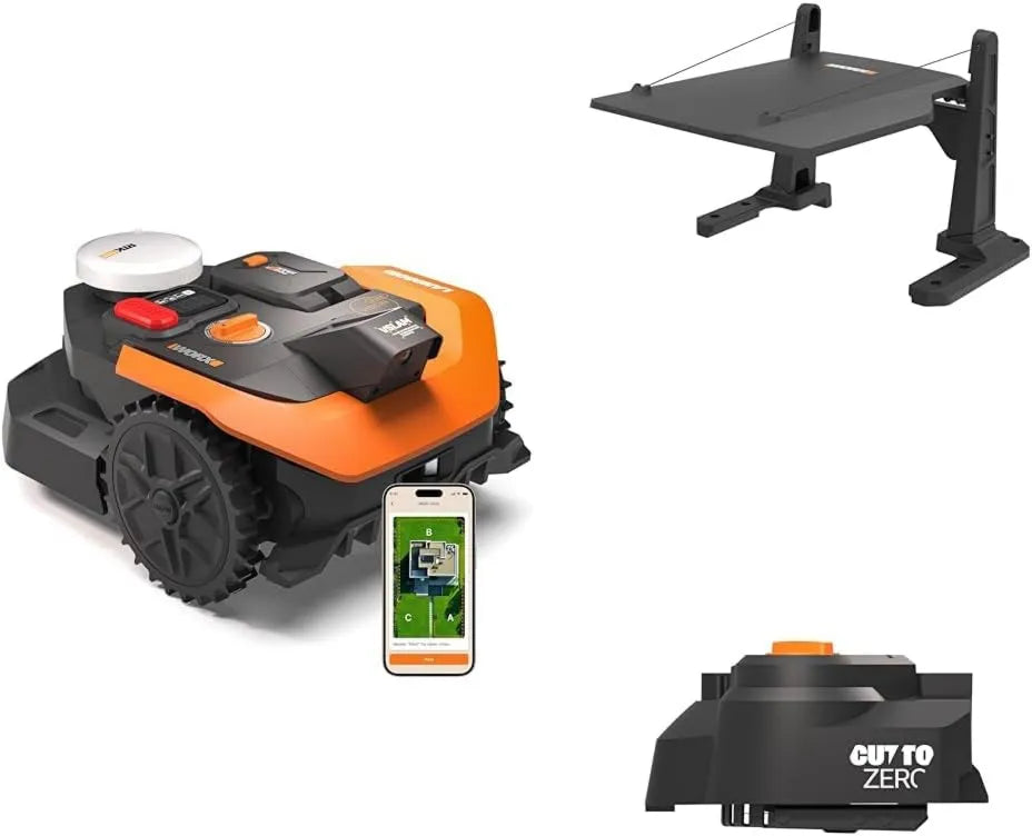 Robot cortacésped WR303E 2WD, 300 m², diseño inalámbrico, Sin Cable Perimetral, Evitación de Obstáculos con IA, Navegación VSLAM + RTK Cloud
