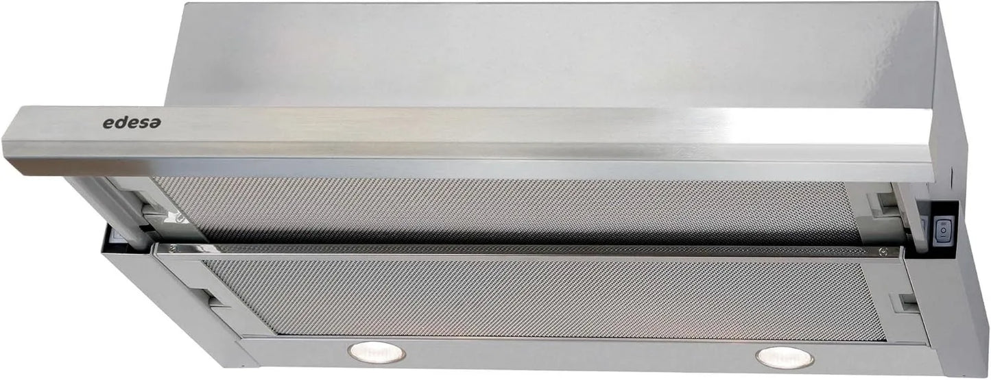 Campana extractora ECT-6411, 45.5 dB, 100 W, 60 cm, Edesa X con 2 Niveles de Extracción, Controles Mecánicos, Nivel Sonoro, acero inoxidable