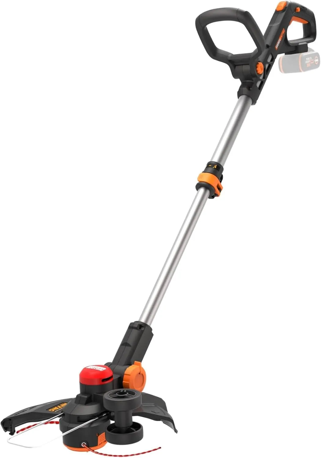 Desbrozadora WG173E.9, 20 V, 33 cm, Cortabordes con batería, Potente Motor sin escobillas, círculo de Corte, Comodidad de Uso Gracias al Mango de Goma
