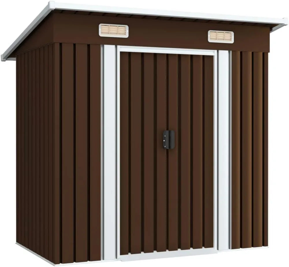 Cobertizo de almacenamiento para jardín, para patio exterior, acero marrón