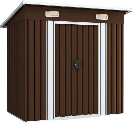 Cobertizo de almacenamiento para jardín, para patio exterior, acero marrón