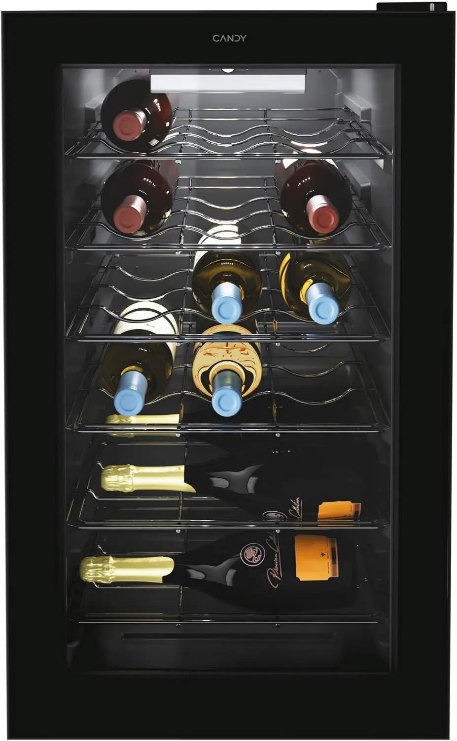 Candy, 39 dB, 021 M, 40 x 55 x 70 cm, 21 Botellas, DiVino CWC /NF Enfriador de Vino, App HOn con Tecnología Vivino, Estantes Cromados