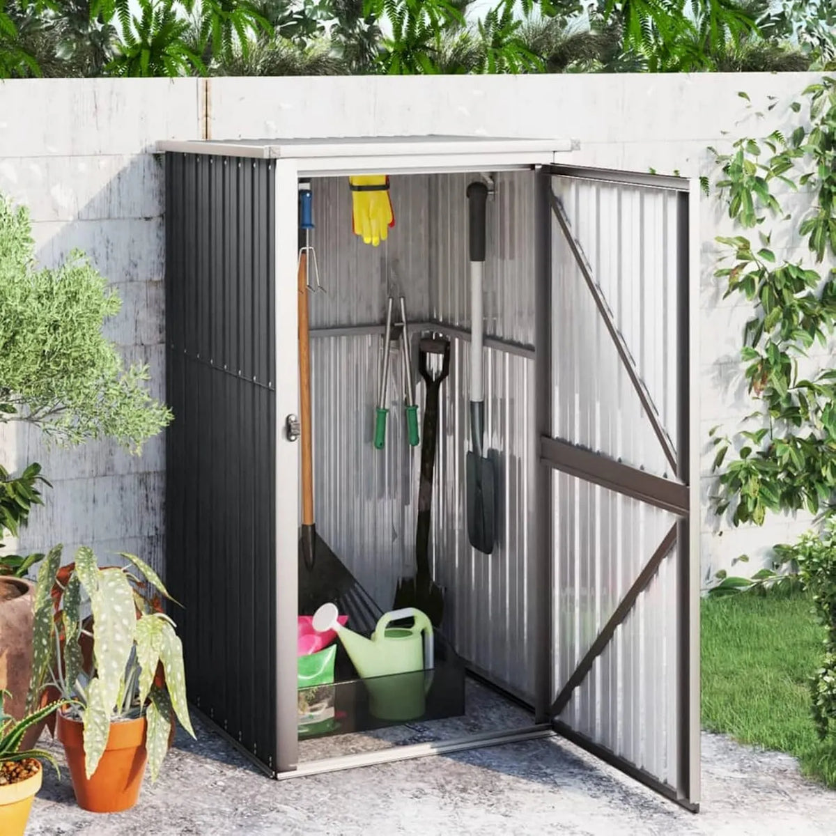Cobertizo de jardín, 88 x 89 x 161 cm, almacenamiento exterior protegido