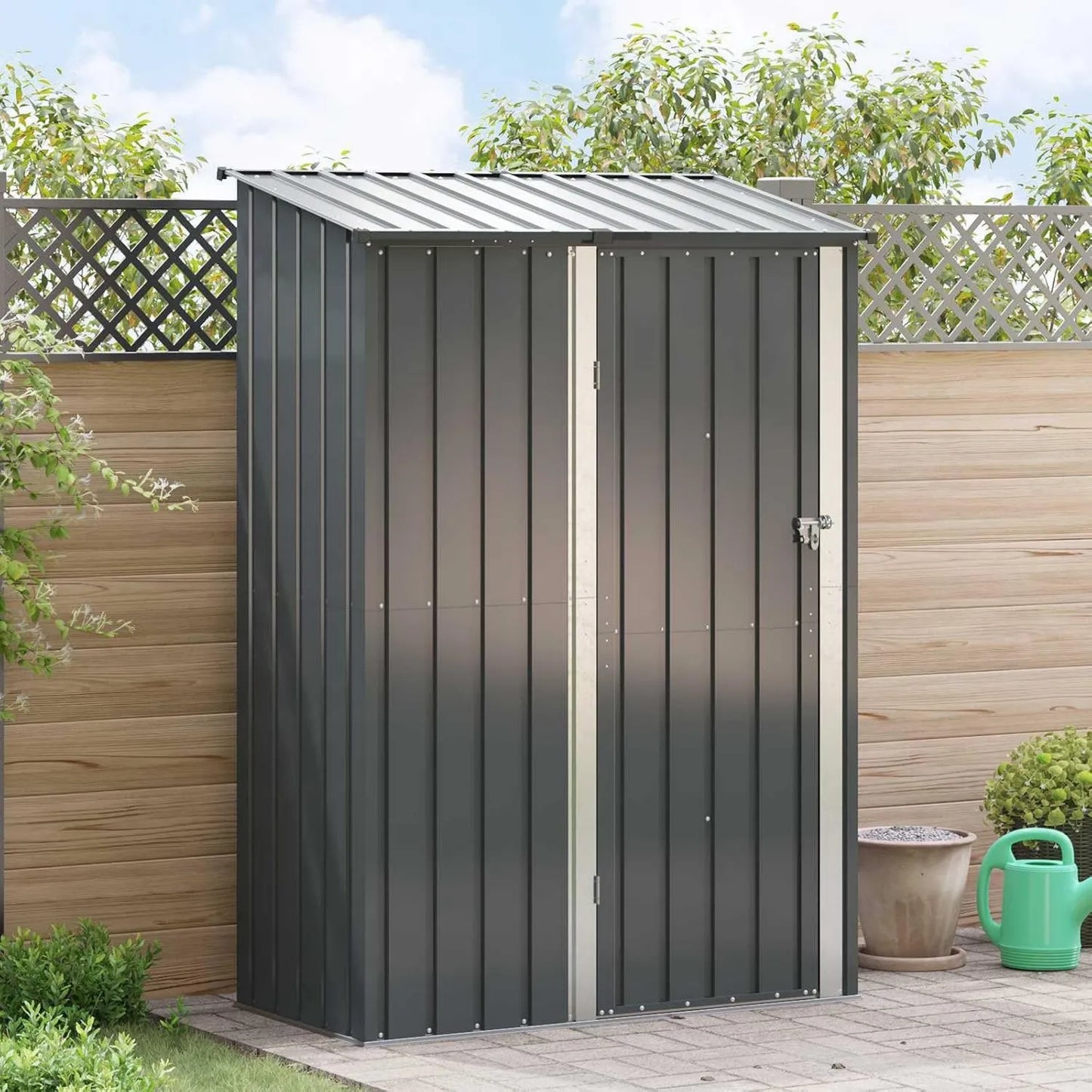 Cobertizo de jardín, 140 x 71 x 200 cm, almacenamiento exterior protegido
