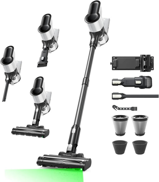 Aspiradora F02, 550W, 50Min, 50KPA, sin Cable Lite, Escoba Aspirador sin Cable con Filtración de 8 Capas, Negro y Blanco, diseño inalámbrico