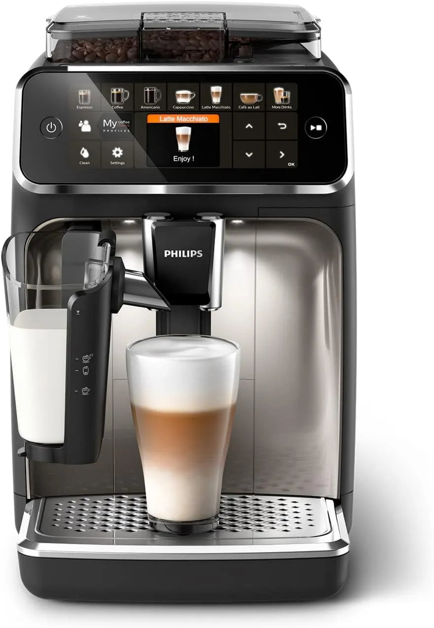Philips EP5447/90 cafetera, 5400 Series Superautomática, Sistema de Leche LatteGo, 12 Variedades de Café, Pantalla Intuitiva, 4 Perfiles de Usuario