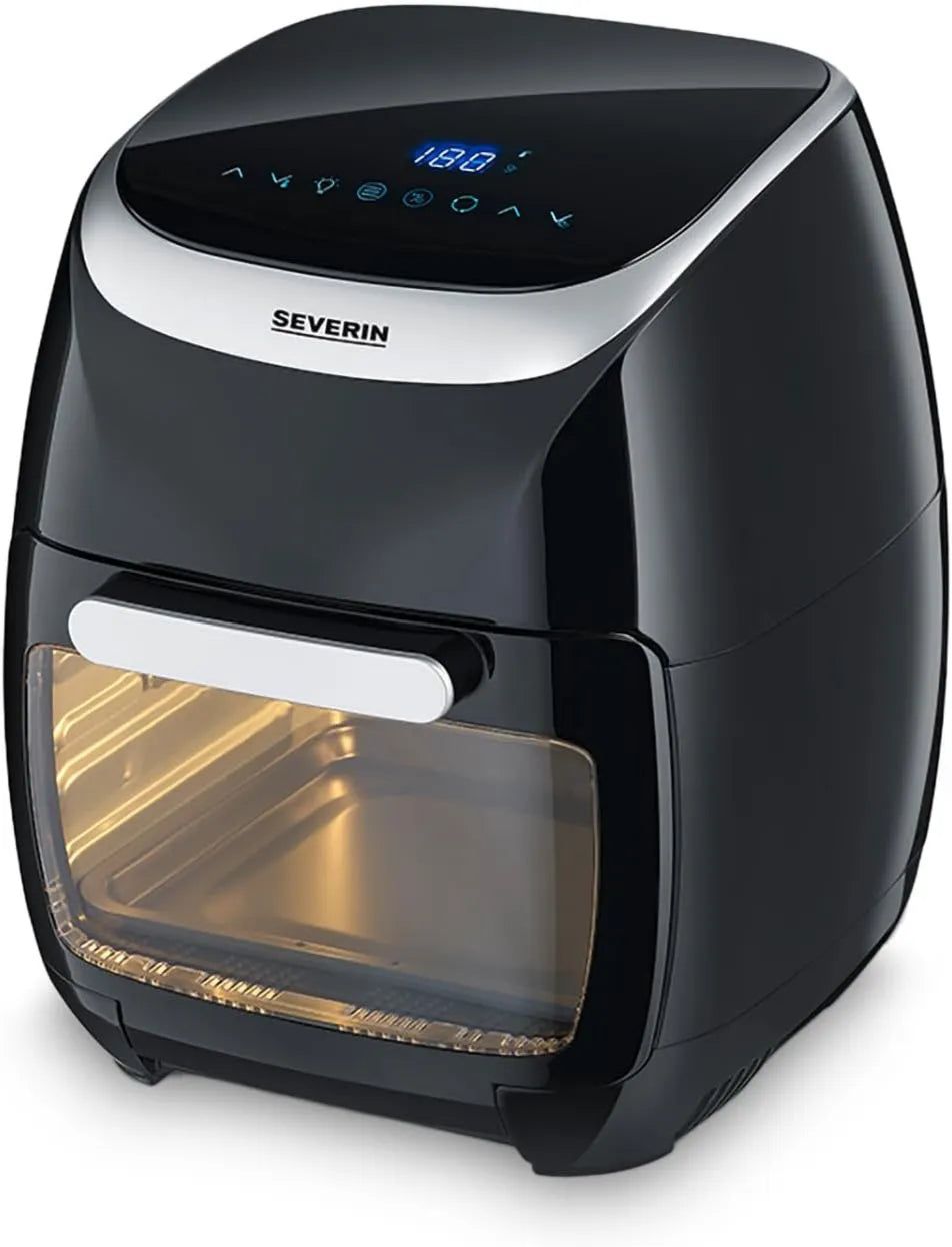 Severin FR 2446 freidora de aire, 11 L, 2000 W, 8 programas, Multifuncional, Numerosos accesorios, Negro/Plateado