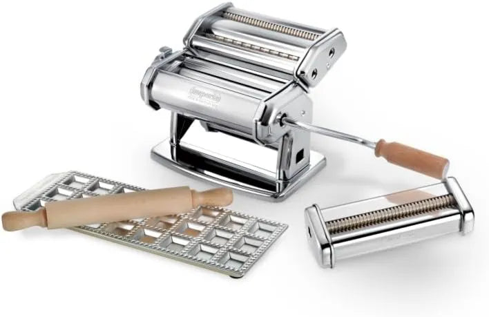 Imperia Pastaia Italiana IPASTA Imperia Line, 100% fabricado en Italia. Kit compuesto por máquina de pasta fresca, molde para raviolis