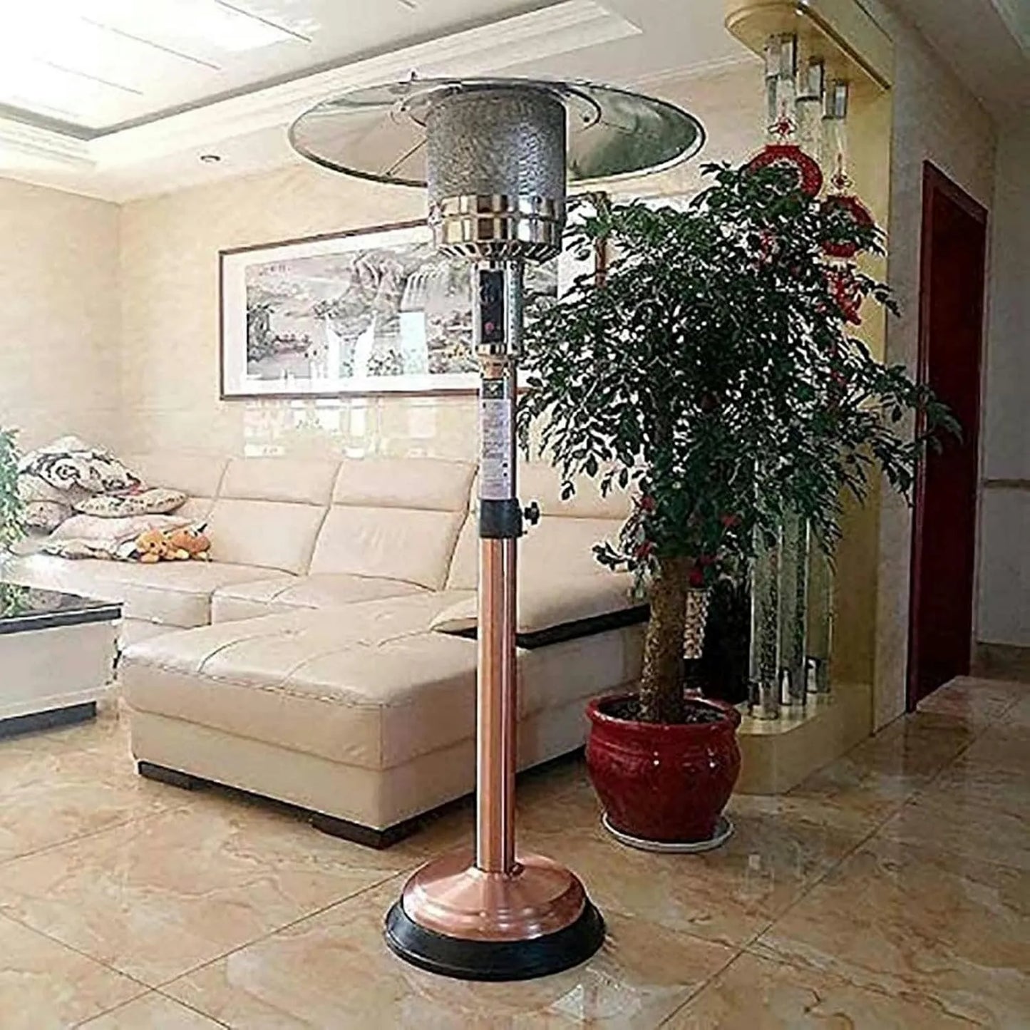Calefactor portátil de gas, Acero Inoxidable, ajuste regulable, Gas para Exteriores, Altura Ajustable, Protección de Seguridad, Portátil para Jardín