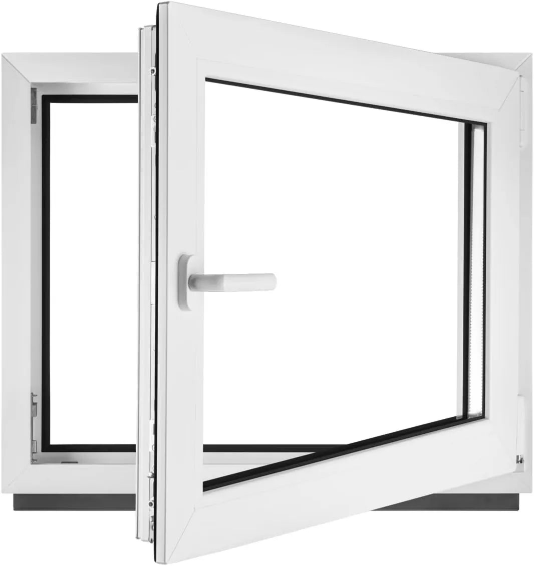 Ventana PVC, 700 x 400 mm, 70 x 40 cm, Ancho x Alto, Vidrio Transparente, Oscilobatiente con Triple Acristalamiento Derecha