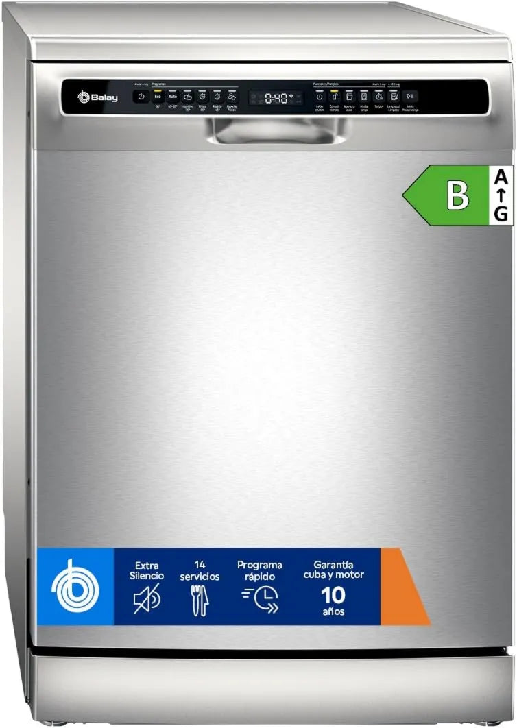 Balay 3VS6361IP lavavajillas, funcionamiento silencioso, libre instalación, Pausa + Carga, Motor Extra Silencio, Home Connect, Acero Antihuellas