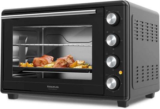 Taurus horno eléctrico, 45L, 2000W, Horno de Sobremesa, Potencia, 15 Tipos de Cocción, Función Stay On, Doble Vidrio Reforzado