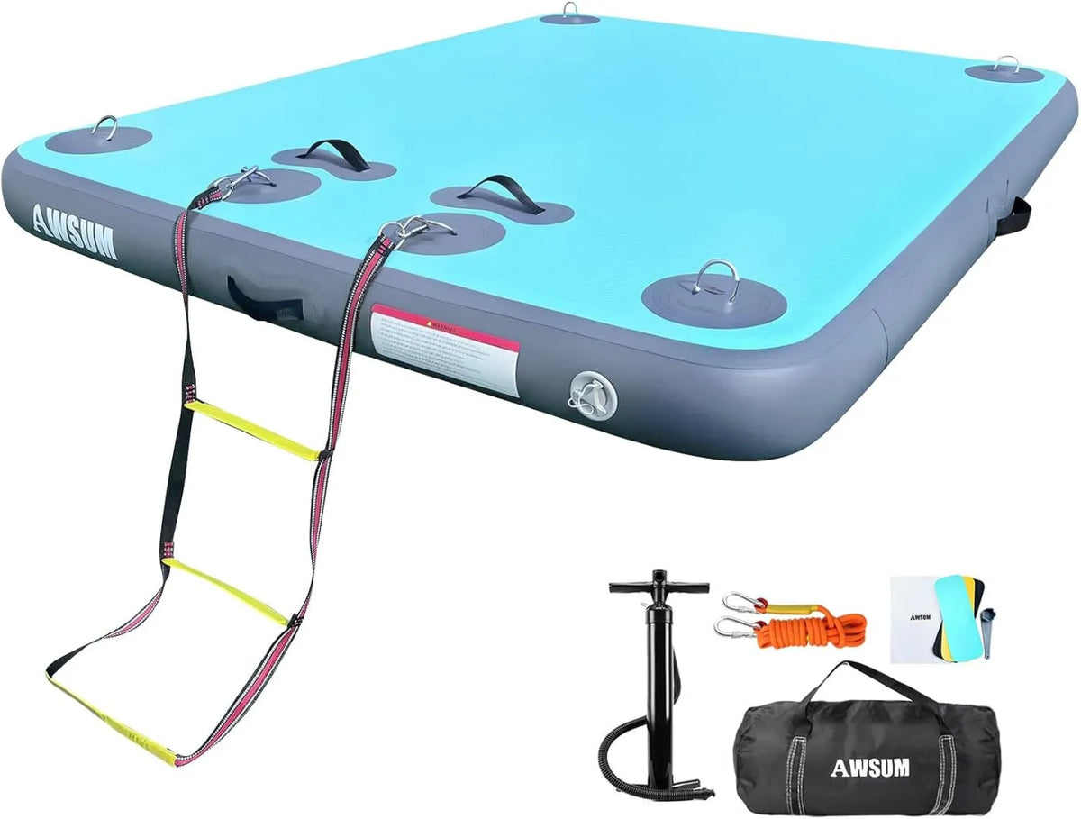 Piscina desmontable, muelle flotante inflable, 6 pies/8 pies, tapete de agua inflable antideslizante, balsa flotante para lago