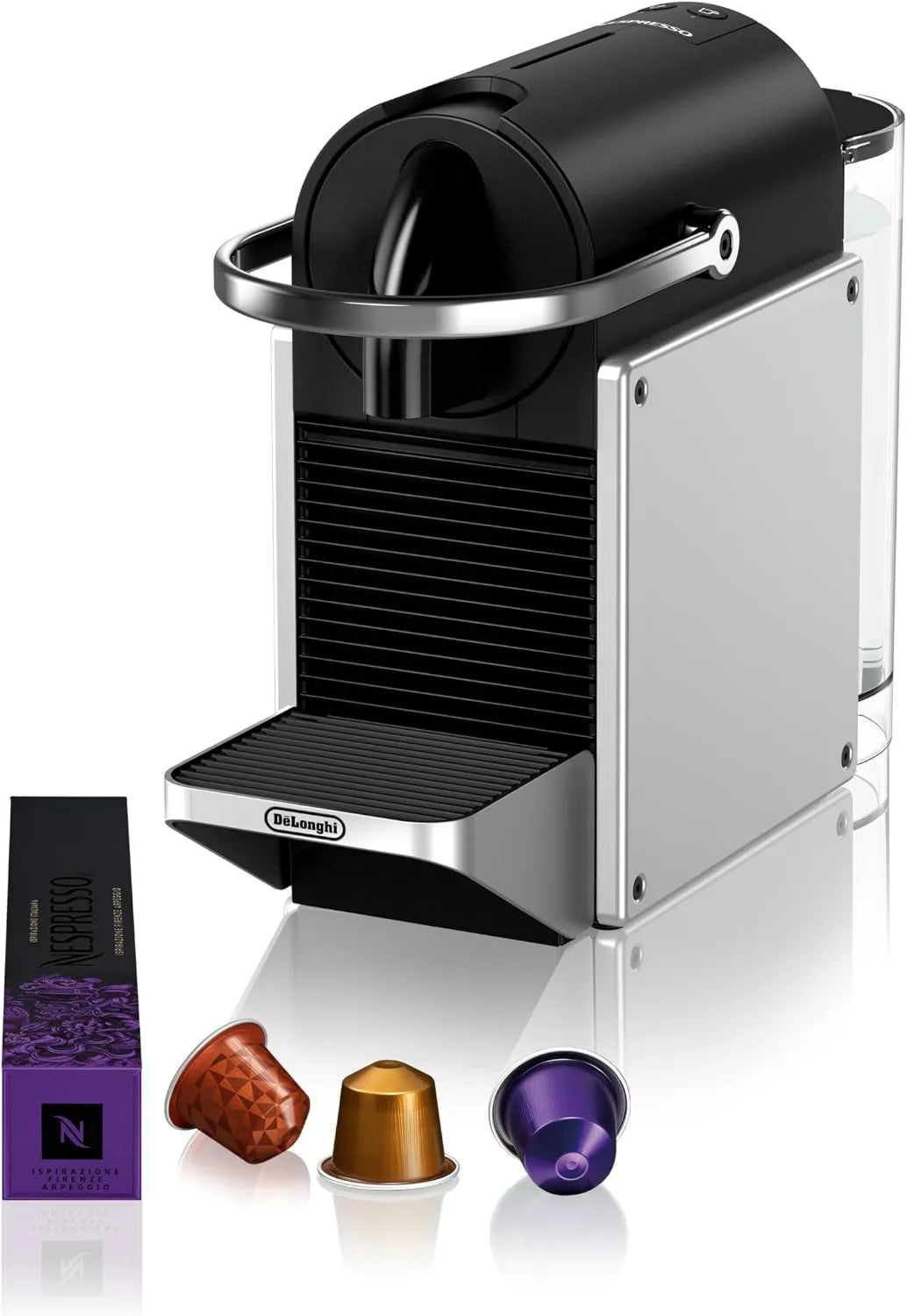 De'Longhi EN127.S cafetera, 1260W, Nespresso Pixie, Máquina de Café en Cápsulas, Espresso y Lungo, Diseño Compacto, Sistema de Presión de 19 Bares